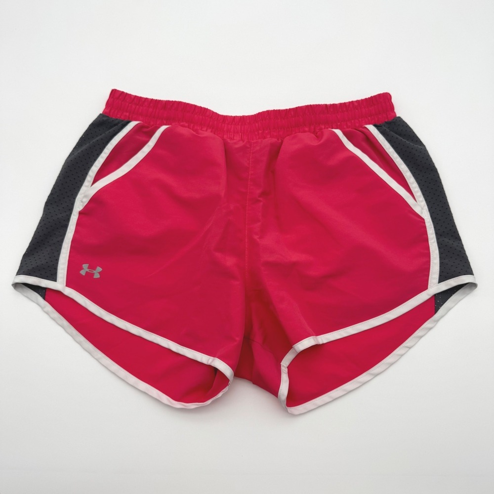 Under Armour Fly By Running Shorts M Pink Grey Mesh‎ Womens Medium